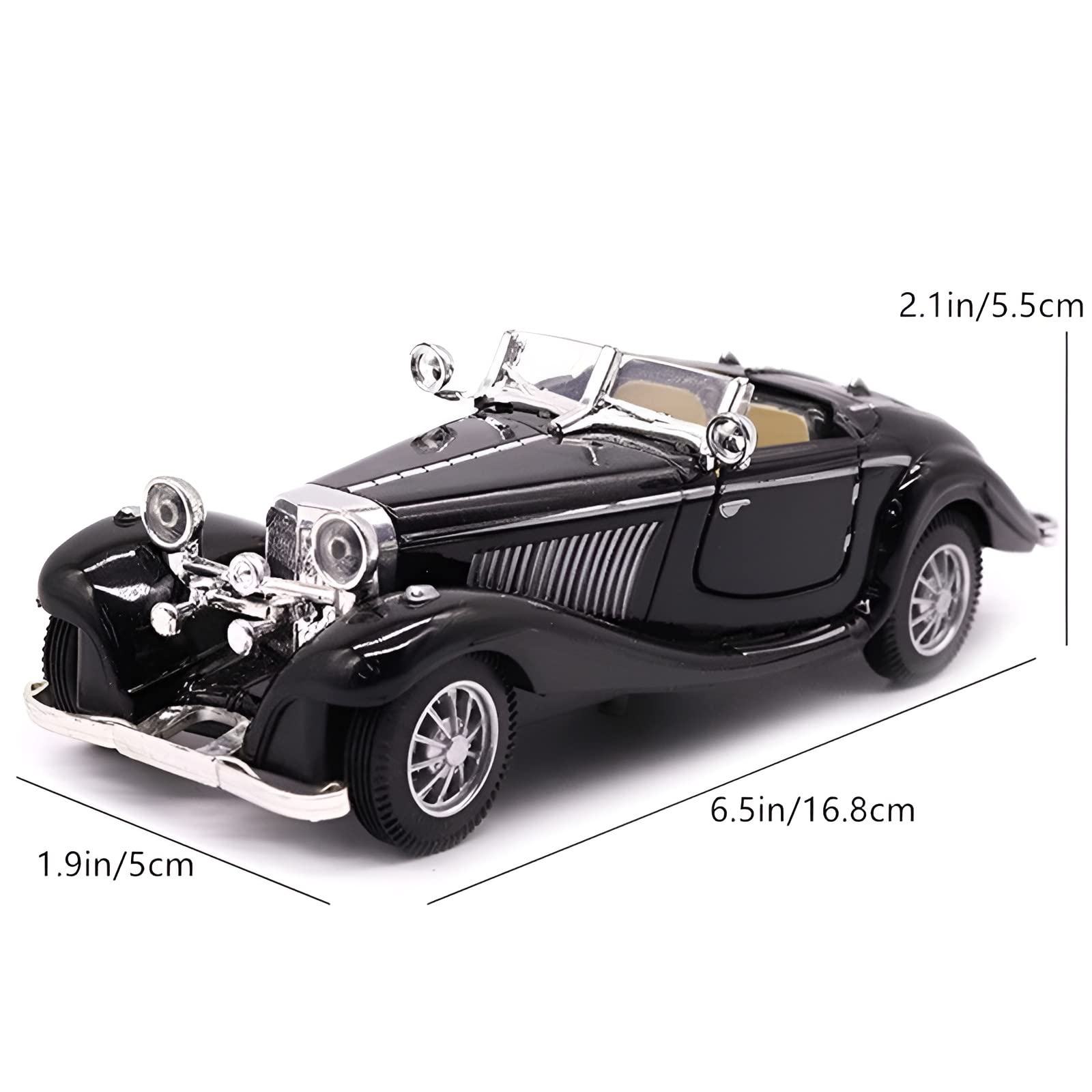 PUXU 1:28 Pullback Diecast Metal Antique Classic Model Cars Toy (Black)
