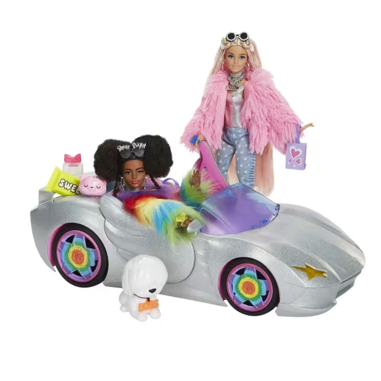 Barbie Mattel HKB01 Extra Convertible with 2 Dolls with Pets and 14 Accessories