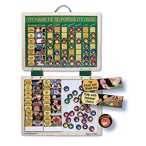 Melissa & Doug Deluxe Wooden Magnetic Responsibility Chart with 90 Magnets