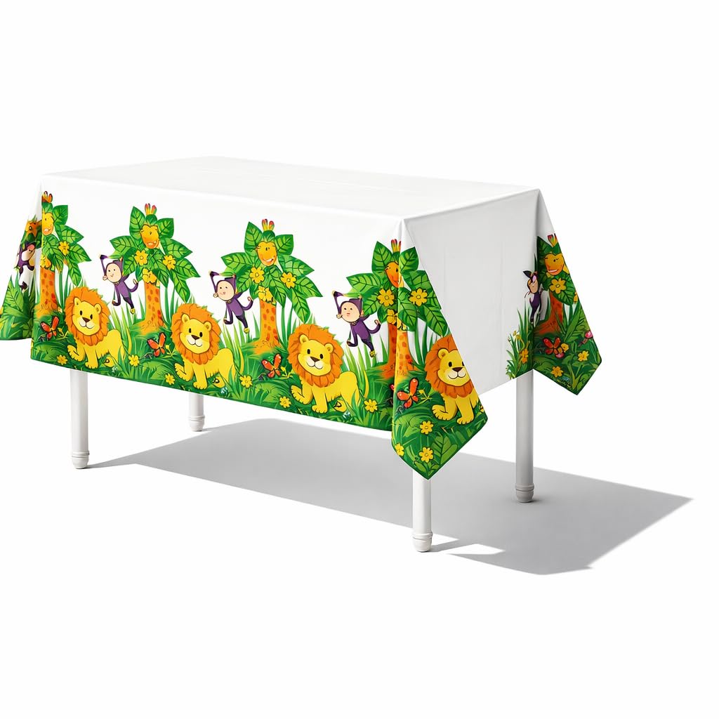 Oojami Animal Safari Theme Zoo Print Table Cover 4 Pack Tablecloth Party Supplies