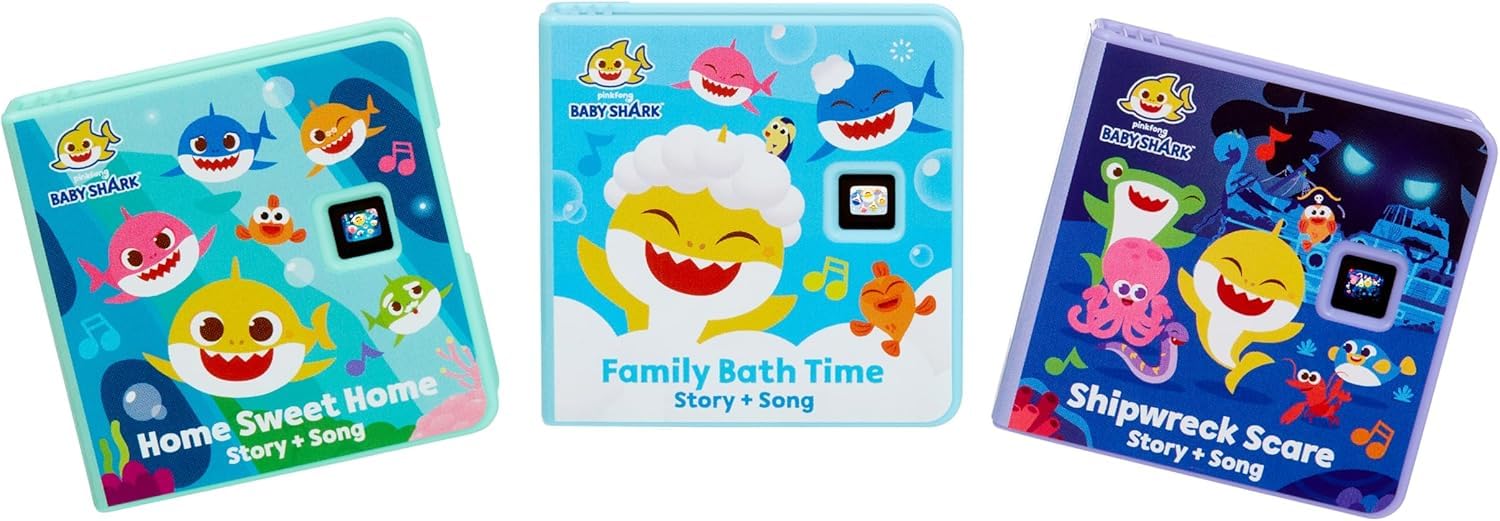 Little tikes Baby Shark Family Collection for Story Dream Machine - 3 Stories & 1 Character, Storytime Books with Audio Play Character, for Boys and