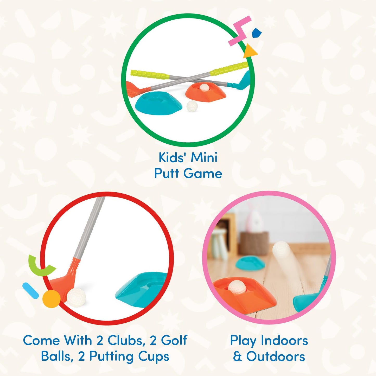 Battat Kids Golf Set, Let's Play Golf!, 2 Clubs 2 Balls 2 Cups, Summer