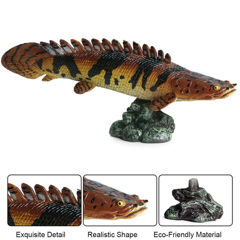 FLORMOON Animal Figures Realistic Polypterus Delhezi Plastic Early Educational Toys Cupcake Topper Party Gift for Kids 2+ Year Old(Including Base)