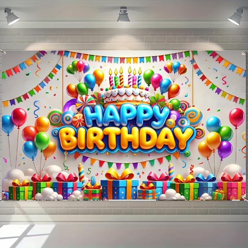HOMETITUTE Happy Birthday Banner Rainbow Birthday Decorations 71x43 Inch