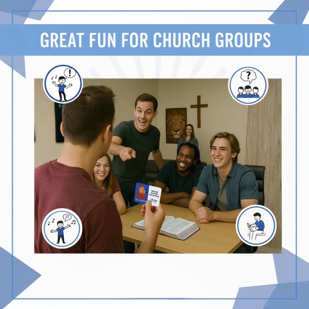 Bible Trivia Charades Game, Scripture Showdown for Families, Teens, Adults, 200 Challenge Cards, Faith Based Party Activity, Christian Game Night