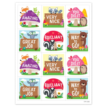 CTP Woodland Friends Rewards Stickers, Student Incentive 60 Stickers per Package (Creative Teaching Press 11100)
