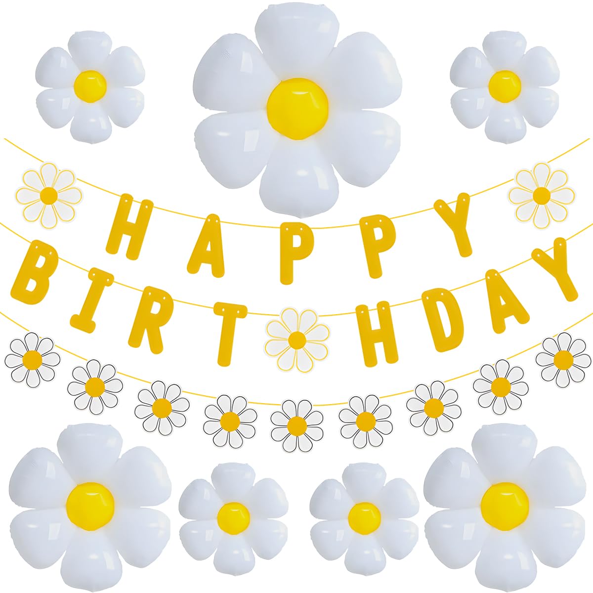 33pcs Daisy Birthday Banner Balloons Decoration,Daisy Flower Wedding Party Supplies