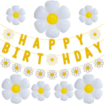 33pcs Daisy Birthday Banner Balloons Decoration,Daisy Flower Wedding Party Supplies