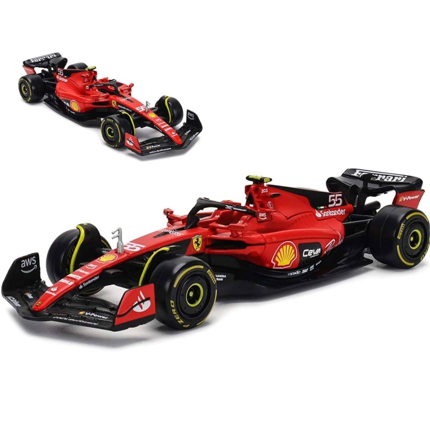 HTLNUZD 2023 1/43 SF23#55 Racing Model Car for F1 Scuderia Ferrari 1:43 SF23#55 Sainz Alloy Car Die Cast Car Model Adult Collection Gift