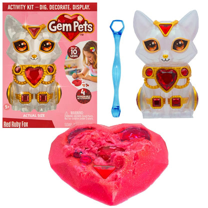 Gem Pets Red Ruby Fox Treasure Dig Kit