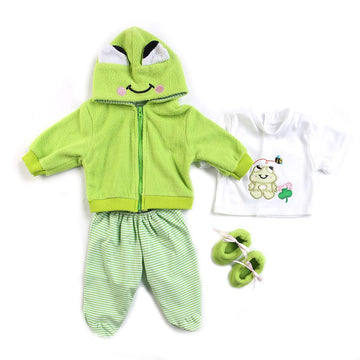 Reborn Baby Girl Boy Dolls Clothes 22 inch 4 pcs Sets Green Frog Outfit Fit 20-22" Newborn Dolls Clothes Accessories