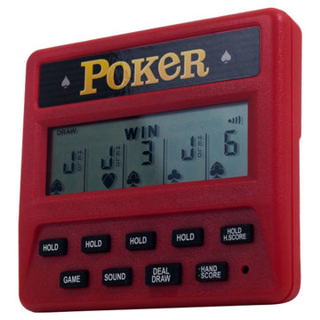 5-in-1 Hand Held Poker Game - Electronic Handheld Games for Adults Includes Draw, Deuces, Bonus, 2X and 2x2 Bonus - 3.9x3.4-Inch Pocket-Sized Travel