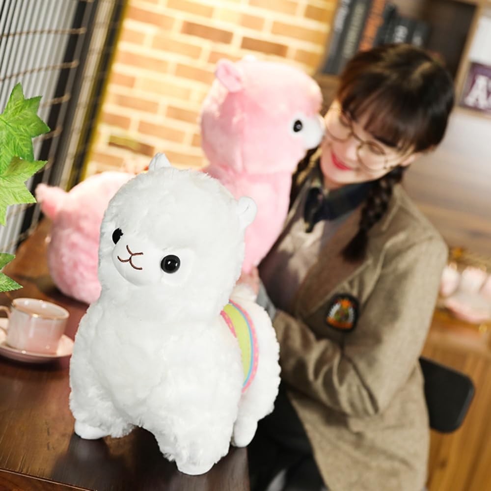 XIYUAN 13.8inch White Alpaca Plush Hug Pillow Toy Alpaca Doll Toys Llama Plushie Stuffed Animal Llamacorn Plushie Doll Toy Soft Fluffy Cushion