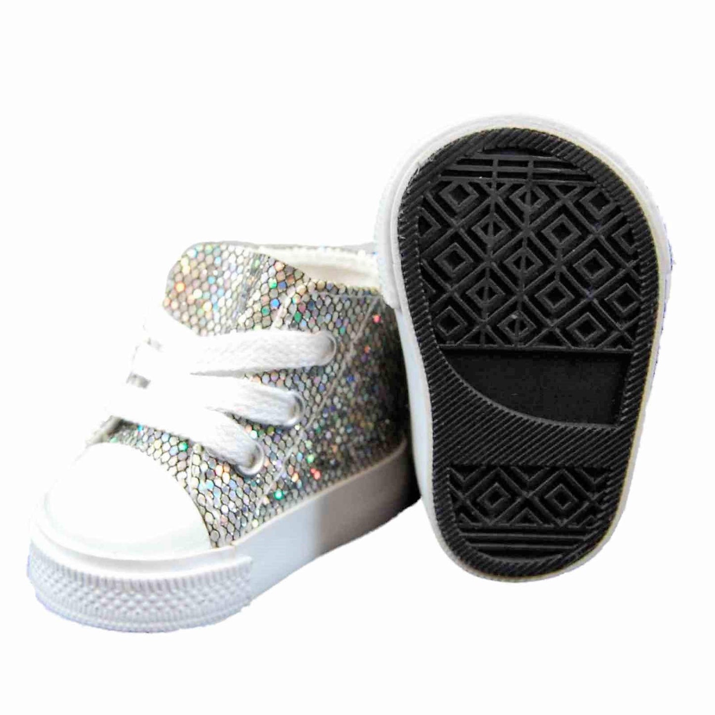 The Queen's Treasures 18 Inch Doll Clothing Shoes, Silver High Top Sneaker, Compatible for Use with American Girl Dolls and Clothes
