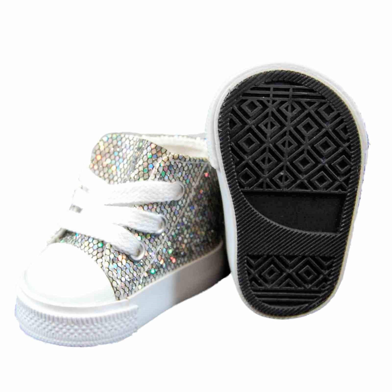 The Queen's Treasures 18 Inch Doll Clothing Shoes, Silver High Top Sneaker, Compatible for Use with American Girl Dolls and Clothes
