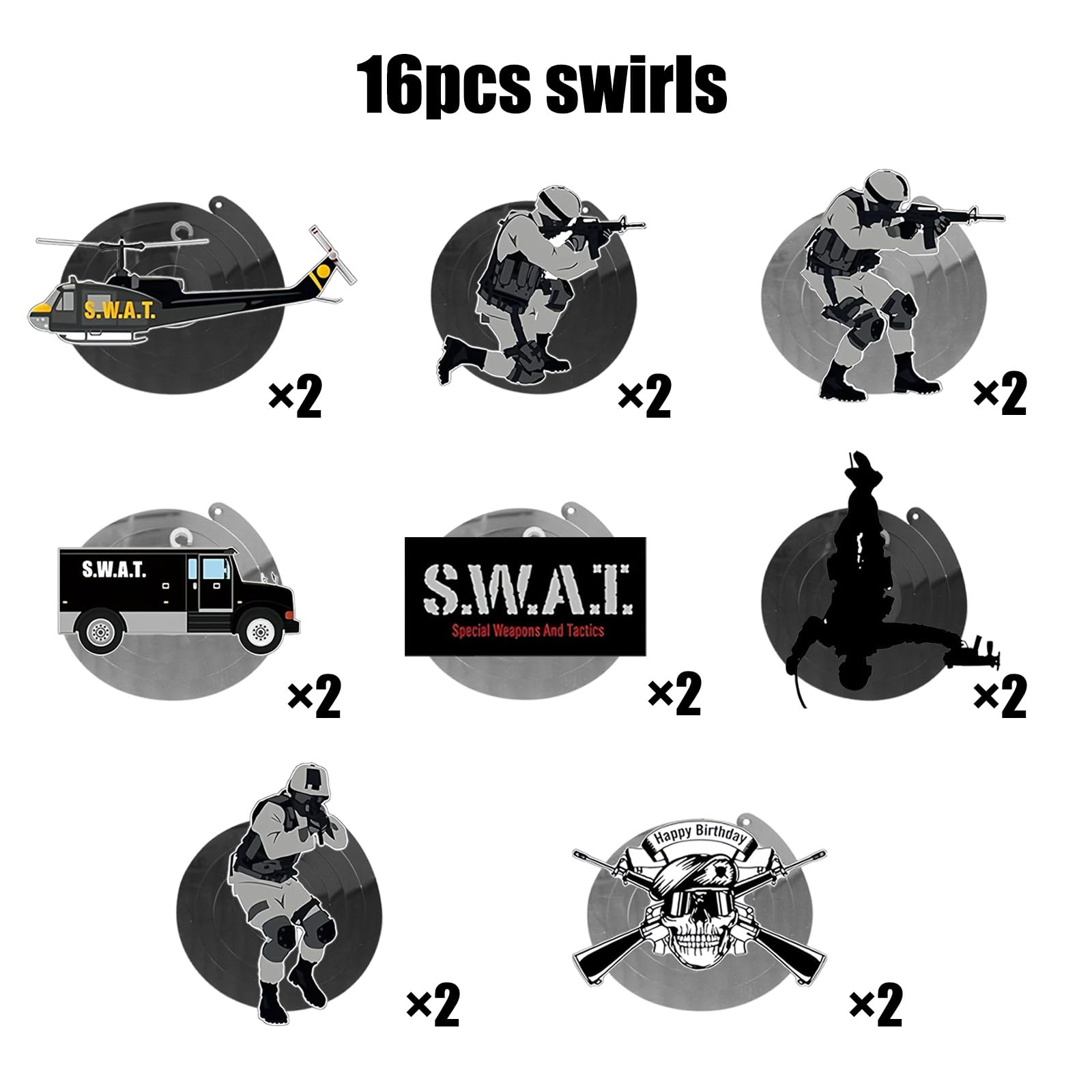SWAT Theme Hanging Swirl Birthday Party Decors Special Forces Party Dizzy Danglers Military Ceiling Streamers Party Supplies for Adults Pretend Play