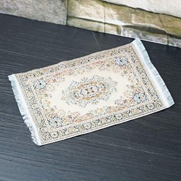 1/12 Scale Dollhouse 10 x 15cm MiniatureWoven Rug, 2026 Upgrade Silk Floor Carpet, Decorative Covering for Dolls House