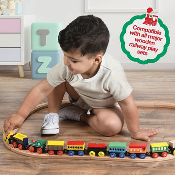 Wooden Train Set 12 PCS - Train Toys Magnetic Set Includes 3 Engines - Toy Train Sets For Kids Toddler Boys And Girls - Compatible With All Major