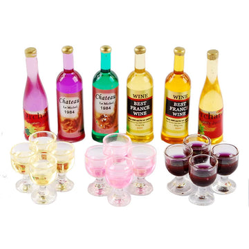 NWFashion 18PCS Plastic Mini Red Wine Cup Bottle Doolhouse Kitchen Accessories