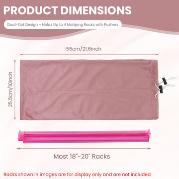 YCQDDA Mahjong Rack Bag, Soft Velvet Dual-Slot Storage Bag for 4 Mahjong Racks with Pushers, Drawstring Carrying Case, Giftable Mahjong Accessory