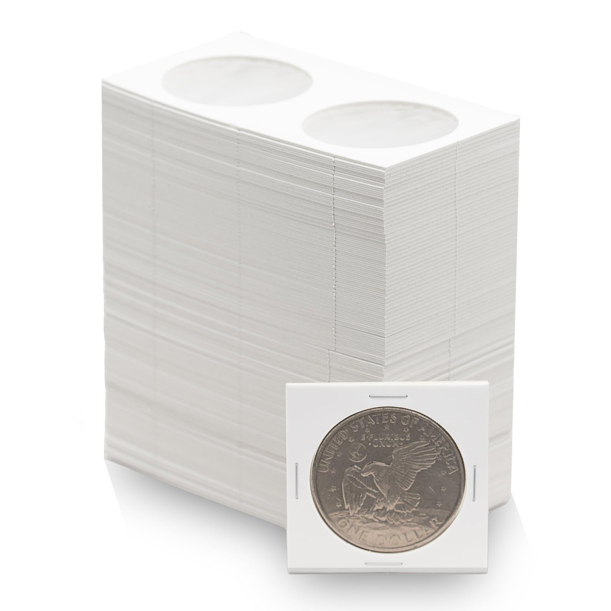 Coin Shield 50 Large Dollar 2x2 Cardboard Coin Flips with Mylar Windows Archival Safe