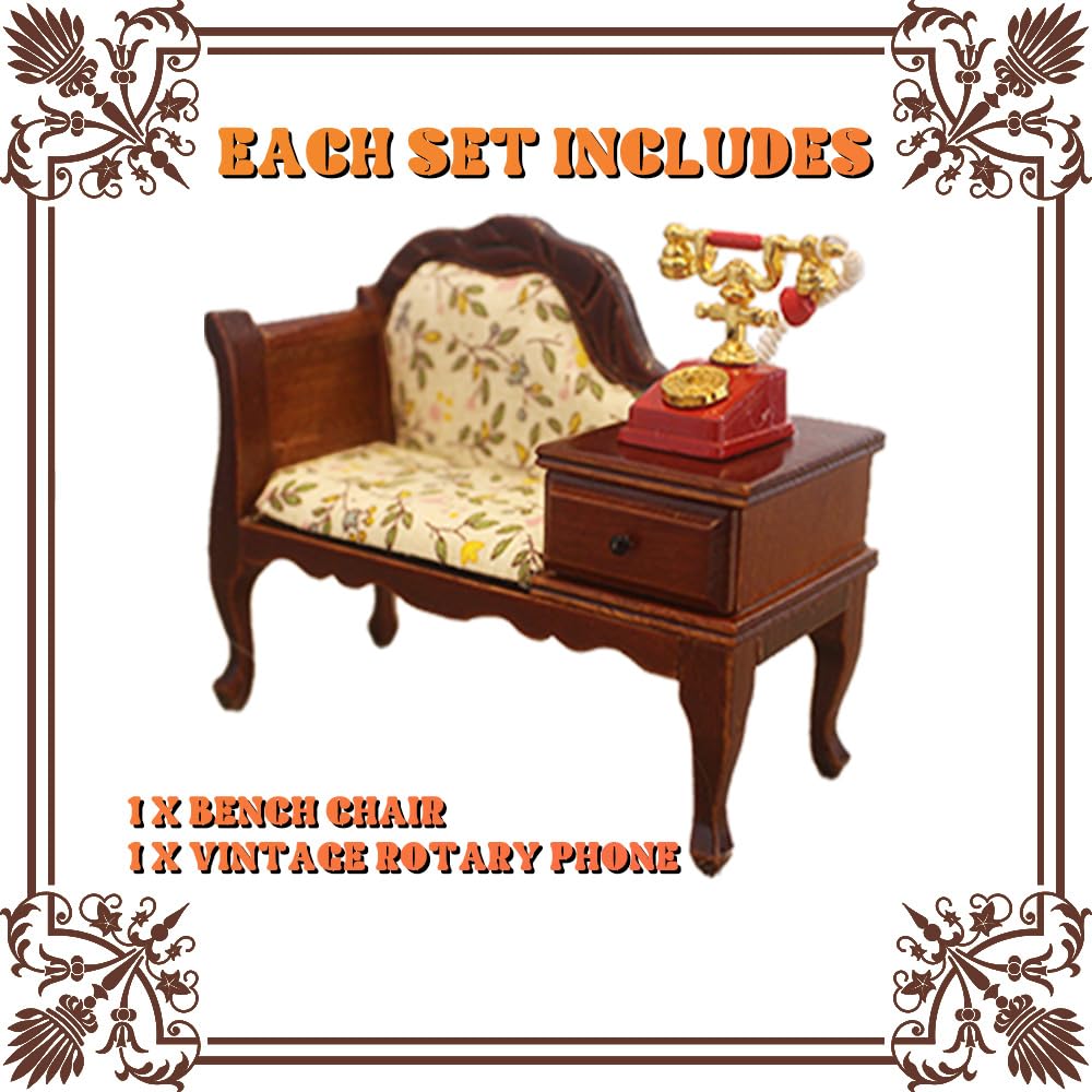 1/12 Scale Dollhouse Furniture Miniature Accessories Vintage Wooden Sofa