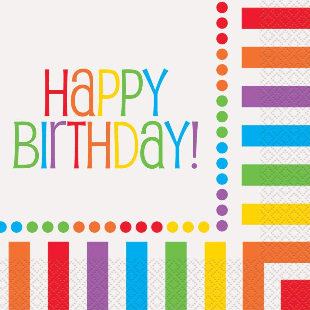 Unique Rainbow Birthday Luncheon Napkins - 16 Count, Elegant & Vibrant Design, Premium Paper Napkins For Parties & Events