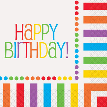 Unique Rainbow Birthday Luncheon Napkins - 16 Count, Elegant & Vibrant Design, Premium Paper Napkins For Parties & Events