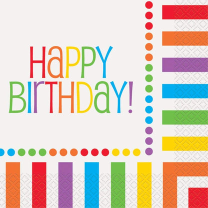 Unique Rainbow Birthday Luncheon Napkins - 16 Count, Elegant & Vibrant Design, Premium Paper Napkins For Parties & Events