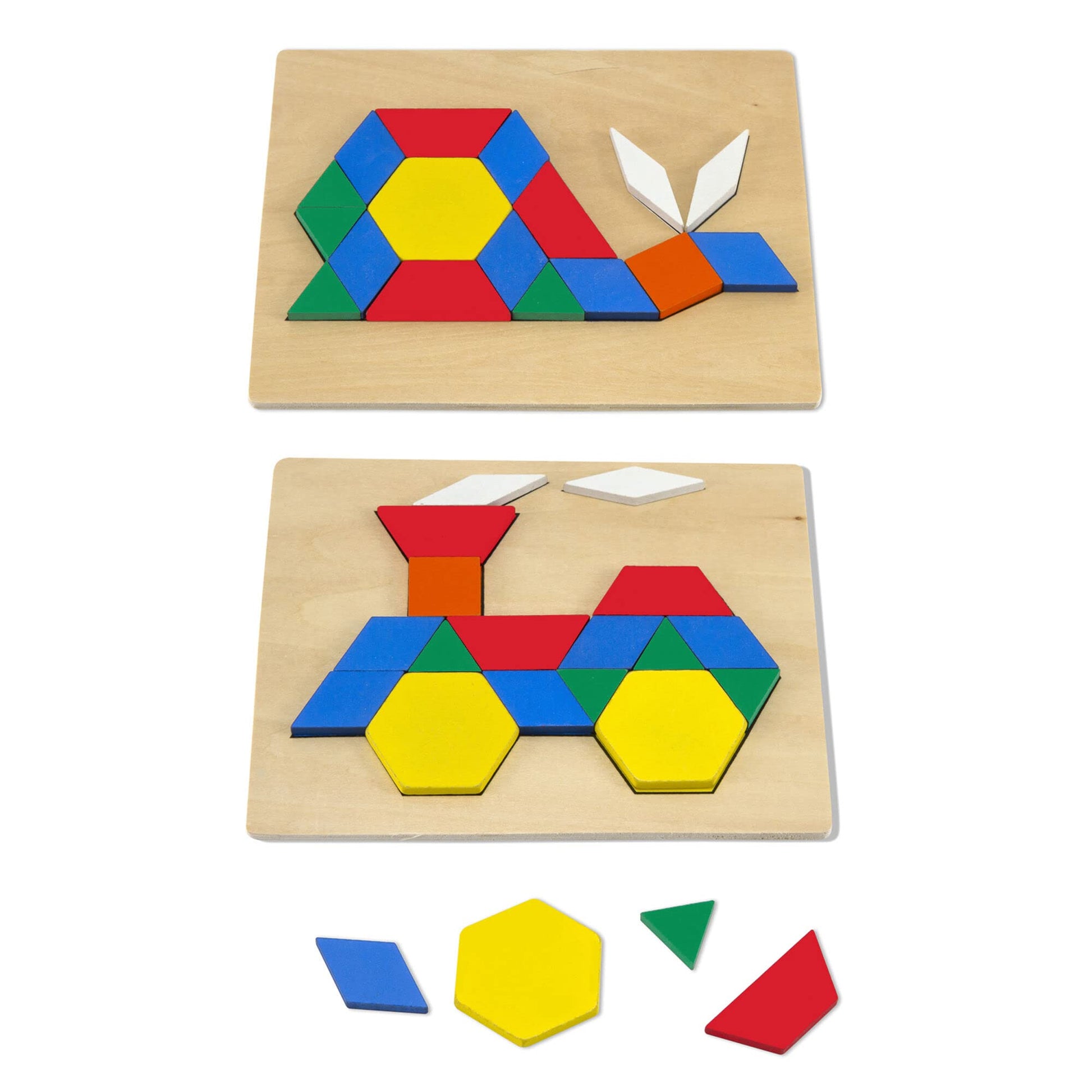Melissa & Doug Pattern Blocks and Boards: Classic Toy Bundle with 1 Theme Compatible M&D Scratch Fun Mini-Pad (90029)