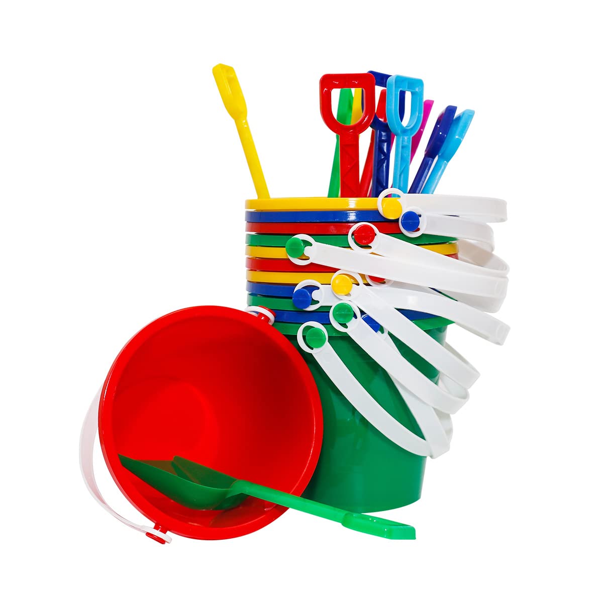 Holady 12 Pack 5'' Inch Sand Beach Buckets Pail with Beach Shovels,Sand Bucket Water Bucket for Beach Fun Great Summer Party Accessory
