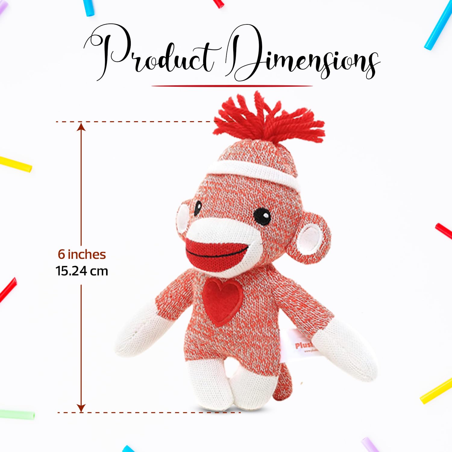 Made By Aliens Adorable Sock Monkey 6 Inches, The Original Traditional Hand Knitted Stuffed Animal Toy Gift-for Kids, Babies, Teens, Girls and Boys