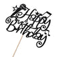 Naicaek Black Glitter Microphone Happy Birthday Cake Topper