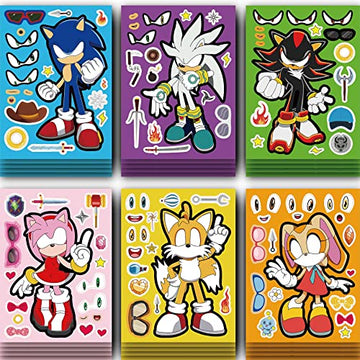 TQDGTOY Make-a-face Stickers Sheets Make Your Own Stickers,Mixed & Matched with 6 Designed Characters(4 of Each) for Party Favors Supplies, Reward