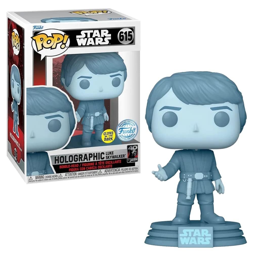 Star Wars Episode VI Return of The Jedi: Holographic Luke Skywalker 40th Anniversary Glow in The Dark Funko POP! Vinyl Figure…