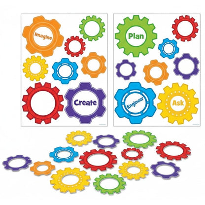 Gear Shaped Stem Floor Clings - 26 Pieces - Educational and Learning Activities for Kids