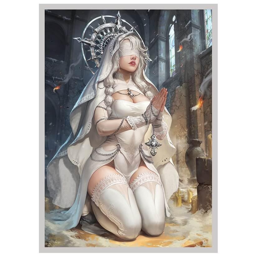 Fantasy North - Theresa - Ash-Shrine Maiden - 100 Textured Matte TCG Card Sleeves - Fits Magic MTG Commander Pokemon and Other Card Games - Playing