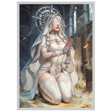 Fantasy North - Theresa - Ash-Shrine Maiden - 100 Textured Matte TCG Card Sleeves - Fits Magic MTG Commander Pokemon and Other Card Games - Playing
