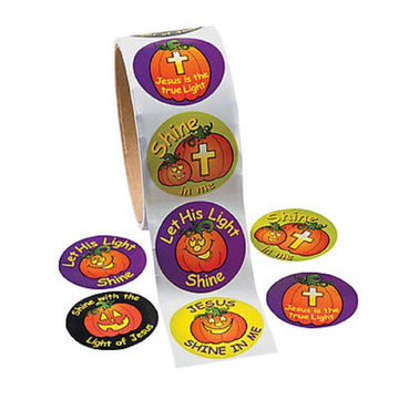 Shine with Jesus Halloween Christian Pumpkin Stickers