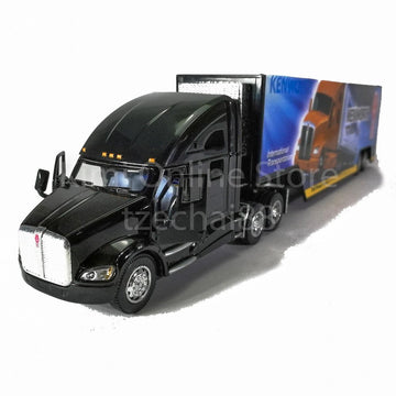 KiNSMART Kenworth T700 Container Truck, 1:68 Scale, Die Cast Metal Model, Black with Decals, Pullback Action