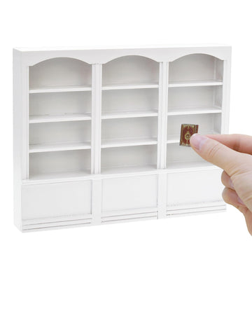 iLAND Dollhouse Bookshelf 1/12 Scale Dollhouse Furniture Mini Wooden Bookshelf for Miniature Books Mini Bookcase 1/12 Scale Accessories Mini Library