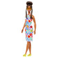 Barbie Fashionistas Doll #210 with Brunette Hair in Bun Wearing Removable Colorful Crochet Halter Dress, Sunglasses & Sandals