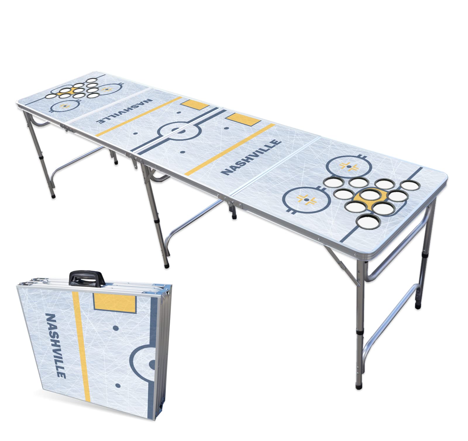 8-Foot Professional Beer Pong Table w/Cup Holes - Nashville Hockey Rink