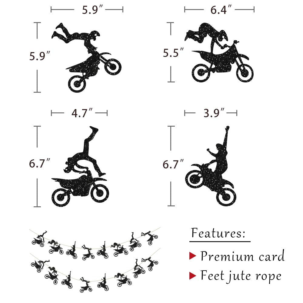 Motorcycle Theme Banner Garland, Motorcycle Party Decorations