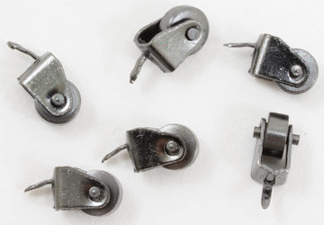 Dollhouse Miniature Pewter Black Casters, 12 Pack