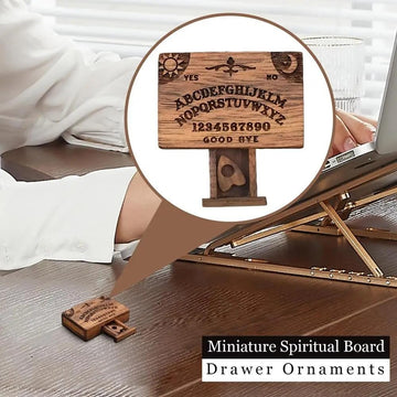 Mini Ouija Board Retro Miniature 1.3" Spirit Board with Drawer Wooden Miniatures Emotional Love Drawer Home Decoration Gift