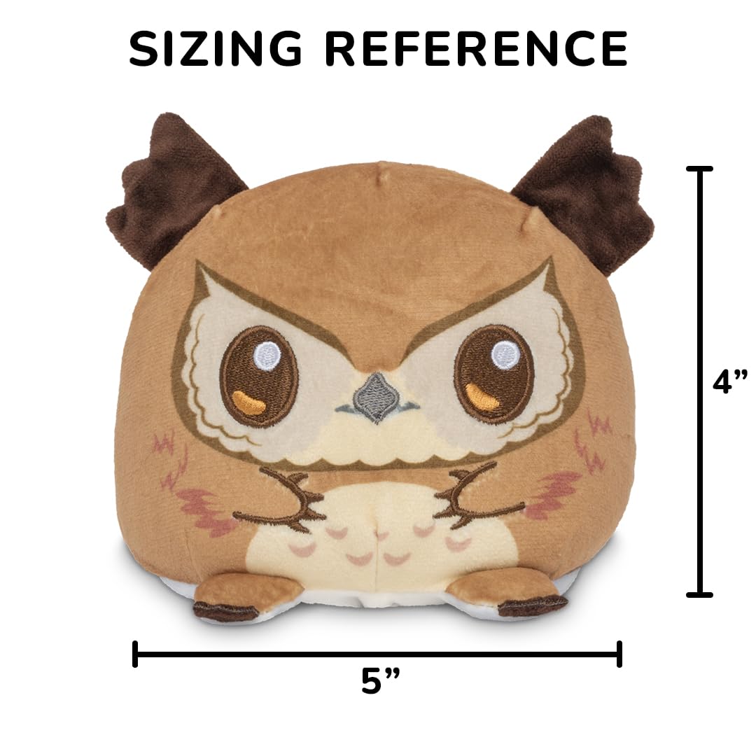 TeeTurtle Reversible Dungeons and Dragons Owlbear 4-Inch Two-Sided Flip Plush Toy with Embroidered Details - Cute Mini Collectible Plush for Kids