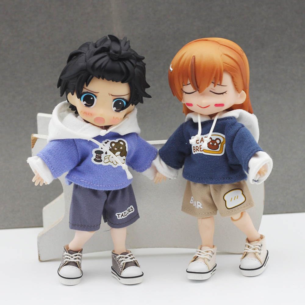 niannyyhouse 1/12 BJD OB11 Doll Clothes Hoodie Shorts Canvas Shoes Doll Dressup (Black)
