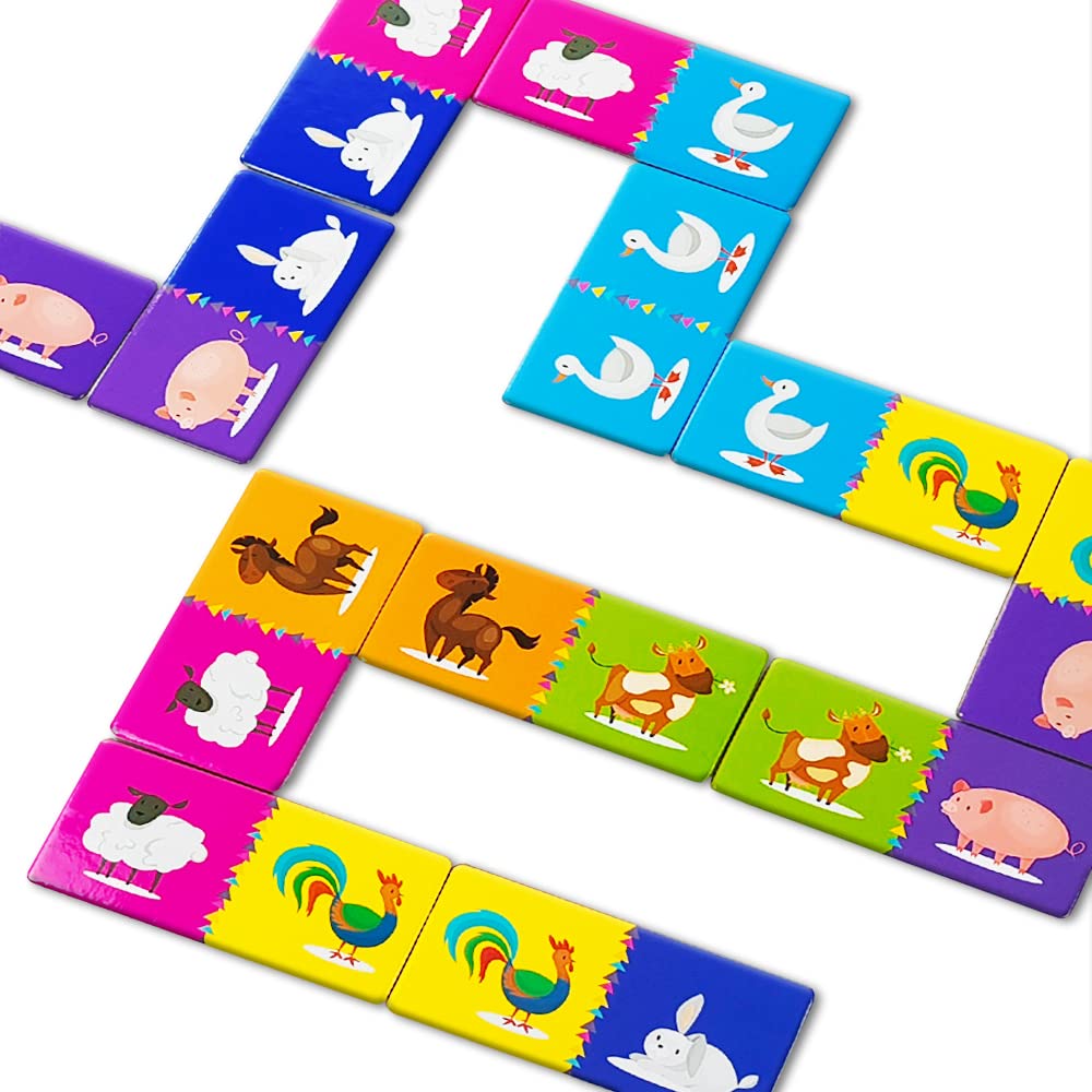LithoConcepts Double-Side Dominoes Games,Animal Dominoes for Kids Ages 4-8,Super Fun Family Game,Make A Great Gift for Preschool,Educational Toys