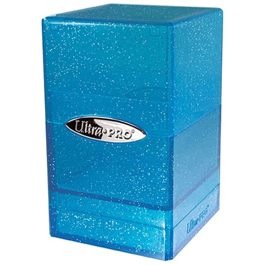 Ultra Pro - Satin Tower 100+ Card Deck Box (Glitter Blue) - Protect Your Gaming Cards, Sports Cards or Collectible Cards In Stylish Glitter Deck Box